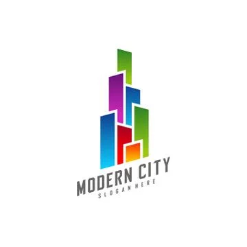 Modern City Logo Design Vector Template, Real estate Logo Concept, Emblem, De Stock Illustration