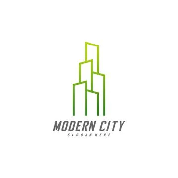 Modern City Logo Design Vector Template, Real estate Logo Concept, Emblem, De Stock Illustration