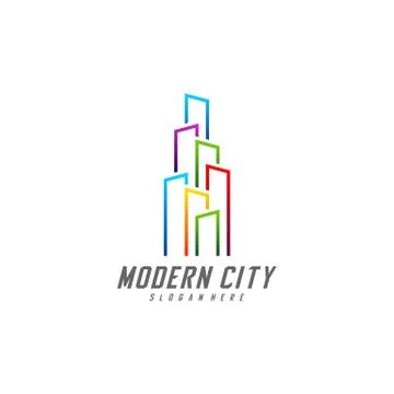 Modern City Logo Design Vector Template, Real estate Logo Concept, Emblem, De Stock Illustration