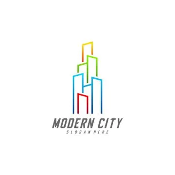 Modern City Logo Design Vector Template, Real estate Logo Concept, Emblem, De Stock Illustration