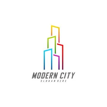 Modern City Logo Design Vector Template, Real estate Logo Concept, Emblem, De Stock Illustration