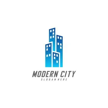 Modern City Logo Design Vector Template, Real estate Logo Concept, Emblem, De Stock Illustration