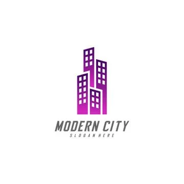 Modern City Logo Design Vector Template, Real estate Logo Concept, Emblem, De Stock Illustration
