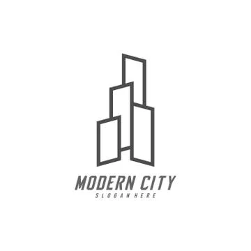 Modern City Logo Design Vector Template, Real estate Logo Concept, Emblem, De Stock Illustration