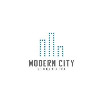 Modern City Logo Design Vector Template, Real estate Logo Concept, Emblem, De Stock Illustration