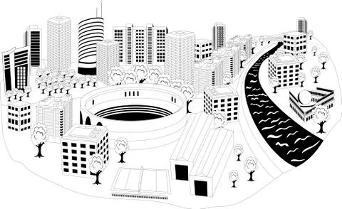 Modern city metropolis Stock Illustration
