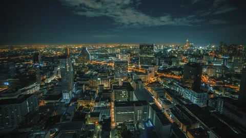 Modern city skyline at night Stock Footage 233377622