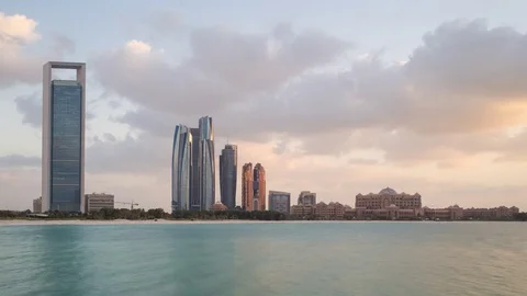 Modern city skyline time lapse, Abu Dhabi, United Arab Emirates, UAE Stock Footage