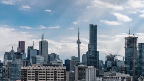 Modern City Skyline Toronto Clouds and Construction Stock Footage 88330932