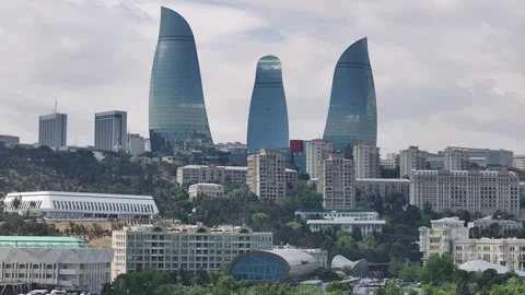 Modern City Skyline with Unique High-Rise Buildings and Urban Landscape Stock Footage 341893853