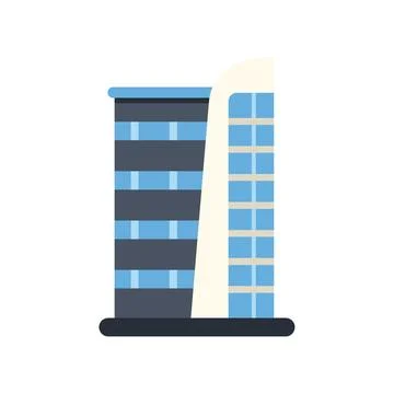Modern city skyscraper building flat style icon Ilustración de archivo
