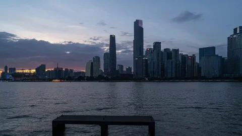 Modern city sunset time lapse in Guangzhou, China Stock Footage 112193323