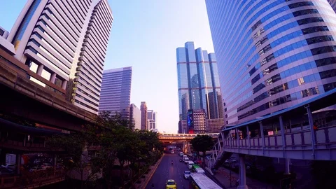 Modern city by super wide view angle shot Stock Footage 123689715