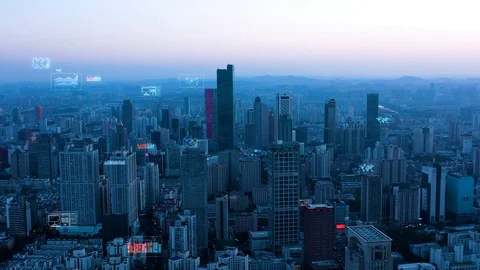 Modern city with wireless network connection concept Video stock 128498531