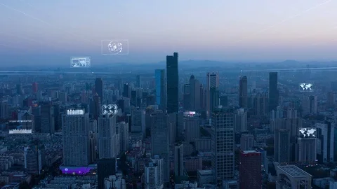 Modern city with wireless network connection concept 스톡 동영상 128498640