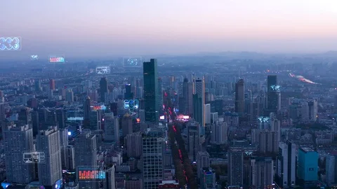 Modern city with wireless network connection concept 스톡 동영상 128499231