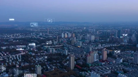 Modern city with wireless network connection concept Видео 128499232