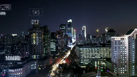 Modern city with wireless network connection concept Stock Footage 128499750