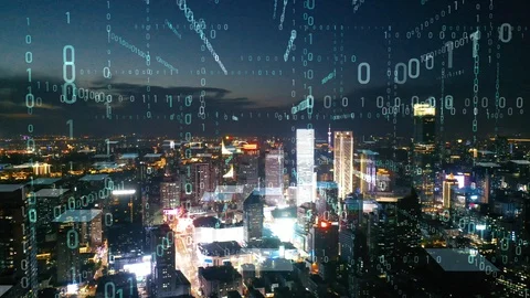 Modern city with wireless network connection concept Stock Footage 128504522