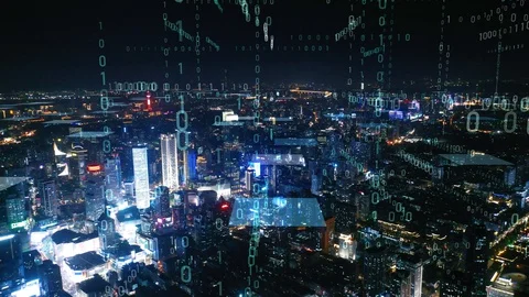 Modern city with wireless network connection concept Stock Footage 128504686
