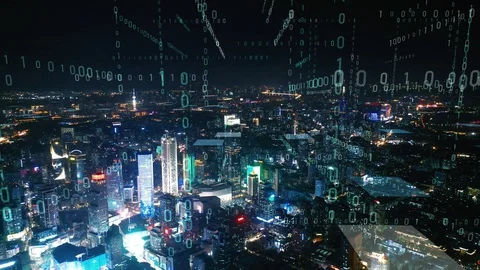 Modern city with wireless network connection concept Video stock 128504991