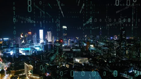 Modern city with wireless network connection concept Video stock 128505093