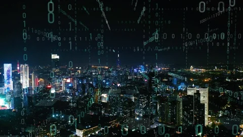 Modern city with wireless network connection concept 스톡 동영상 128505143