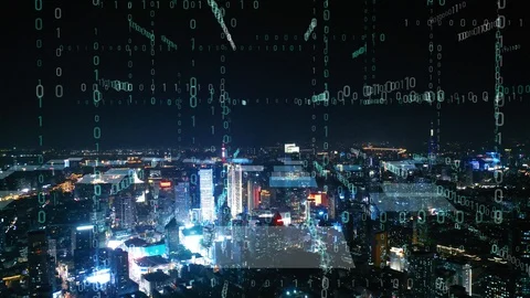Modern city with wireless network connection concept Video stock 128505306