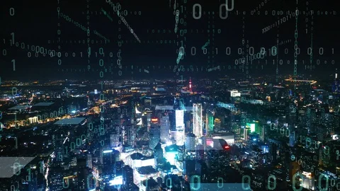 Modern city with wireless network connection concept Video stock 128505367