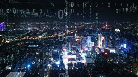 Modern city with wireless network connection concept Video stock 128505445