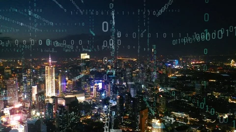 Modern city with wireless network connection concept Video stock 128505587