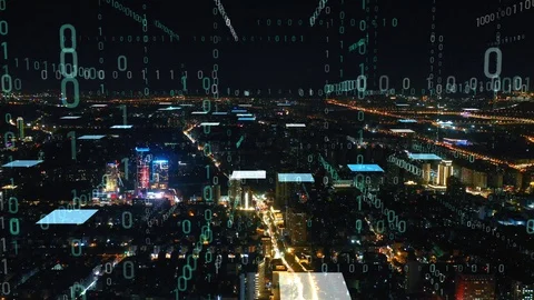 Modern city with wireless network connection concept Stock Footage 128505782
