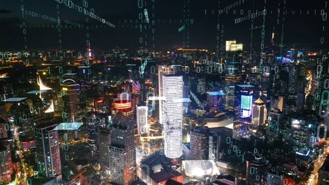 Modern city with wireless network connection concept 動画素材 128506161