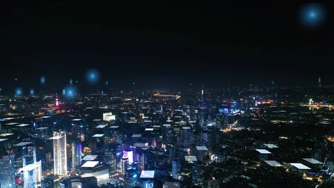 Modern city with wireless network connection concept Stock Footage 128506353