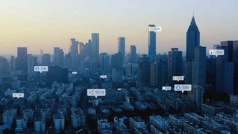 Modern city with wireless network connection concept Video stock 128585530