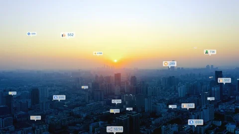 Modern city with wireless network connection concept Vidéo 128585651