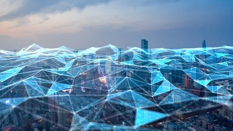 Modern city with wireless network connection concept Stock Footage 128588042