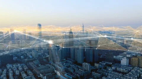 Modern city with wireless network connection concept Stock-Footage 128588588