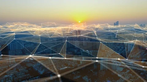 Modern city with wireless network connection concept 스톡 동영상 128588703