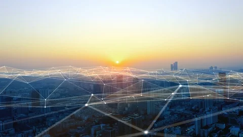 Modern city with wireless network connection concept Stock Footage 128588715