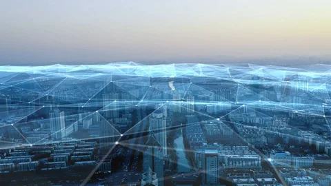Modern city with wireless network connection concept 스톡 동영상 128588938