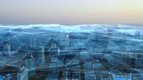 Modern city with wireless network connection concept Vidéo 128588947