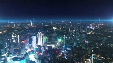Modern city with wireless network connection concept Stock Footage 132850878