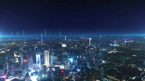 Modern city with wireless network connection concept Stock Footage 132850942