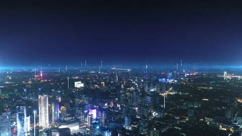 Modern city with wireless network connection concept Video stock 132851081