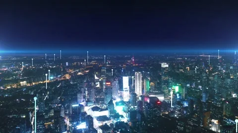 Modern city with wireless network connection concept 스톡 동영상 132851873