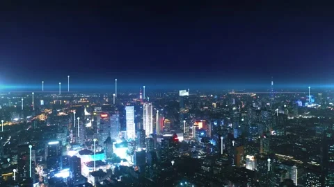 Modern city with wireless network connection concept Stock Footage 132851918