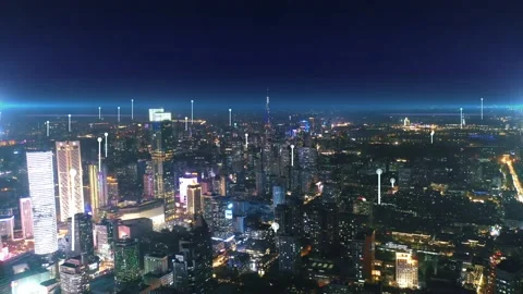 Modern city with wireless network connection concept 스톡 동영상 132852792