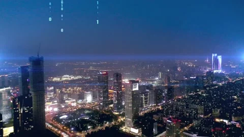 Modern city with wireless network connection concept Video stock 132936209