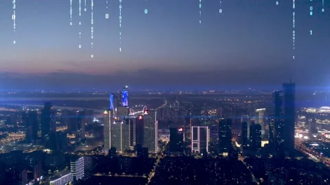 Modern city with wireless network connection concept Video stock 132936243